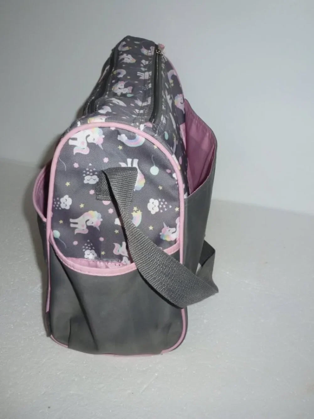 Baby Boom Gray & Pink Unicorn Design Diaper Bag - NWOT